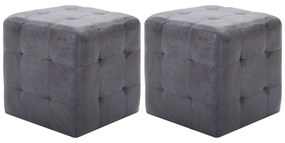 vidaXL Noptiere, 2 buc., gri, 30x30x30 cm, piele întoarsă ecologică