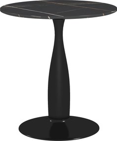 HOMCOM Masă rotundă, oțel vopsit în pulbere, MDF cu melamină, picioare antiderapante, 70 x 74 cm, Negru | Aosom Romania