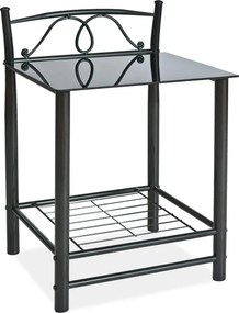 Noptiera ET920, negru, metal/sticla, 49x46x65 cm