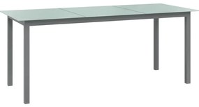 vidaXL Masă de grădină, gri deschis, 190x90x74 cm, aluminiu și sticlă