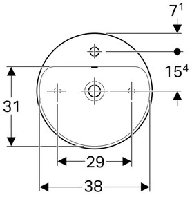 Lavoar baie pe blat alb 45 cm, rotund, Geberit VariForm