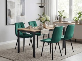 OFERTA Scaun de sufragerie din catifea verde inchis LIBRA cu picioare negre II. calitate