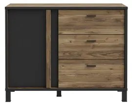Comodă OREN cu sertare, maro/negru