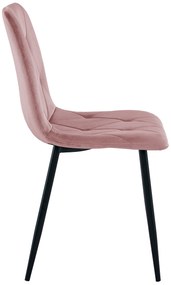 Scaun de sufragerie din catifea roz LIBRA cu picioare negre