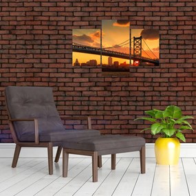 Tablou - Apus de soare peste Podul Ben Franklin, Philadelphia (90x60 cm)