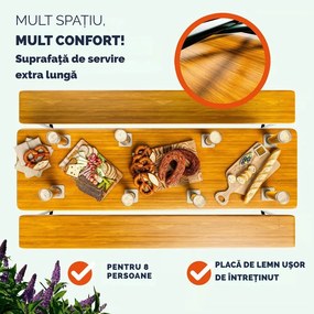 Set de masă pentru bere KLASIK, 170cm, maro natural Casaria
