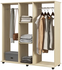 HOMCOM Dulap șină Mobilier de Depozitare Mobil 6 role 120L x 40l x 128Î cm din lemn natural | Aosom Romania