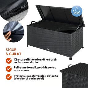 Ladă de depozitare din poliratan RICCO, 117 x 53 x 60cm, negru Casaria
