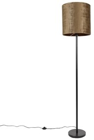 Lampă de podea clasică umbră neagră maro 40 cm - Simplo