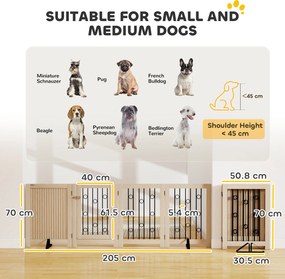 PawHut Poartă independentă pentru animale de companie, poartă pentru câini cu ușă, 4 panouri, pentru hol, scară, intrare, MDF, oțel | Aosom Romania