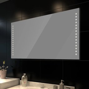 Oglinda de baie de perete, cu lumini LED, 100 x 60 cm (L x i) 1, Argintiu, 100 x 60 cm