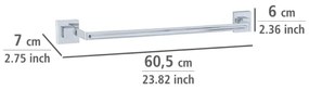 WENKO 22684100 - Suport pentru prosoape VACUUM-LOC QUADRO ED, 60,5 x 6 cm, argintiu / crom lucios