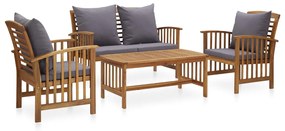 3057979 vidaXL Set mobilier de grădină cu perne, 4 piese, lemn masiv de acacia