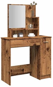 vidaXL Masa de toaleta cu oglinda lemn vechi 86,5x35x136 cm
