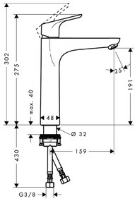 Baterie lavoar culoare crom HANSGROHE, Focus 190