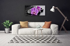 Tablou pe panza canvas Floare pietre Floral Roz Negru Gri