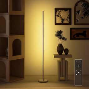 HOMCOM Lampă de Podea LED Reglabilă cu Telecomandă de 150cm Înălțime, Argintiu | Aosom Romania