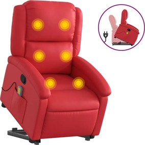 vidaXL Fotoliu de masaj rabatabil vertical, roșu, piele ecologică