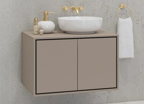 Dulap lemn masiv baie Irvella pentru chiuvetă, 78 × 51 × 48 cm - Crem