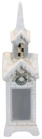 Decoratiune iarna, ceramica, felinar tip biserica, LED, 3xAA, 14x11x45.5 cm