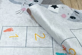 BAMBINO 43092 covor lavabil Animale, hopscotch pentru copii anti-alunecare - gri / galben