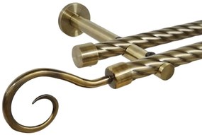 Galerie dubla twist picior universal fara inele prindere perete hak 19/19 mm aur antic (Alege marime: 180 cm)