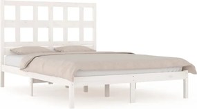 vidaXL Cadru de pat fără saltea, alb, 140x190 cm, lemn masiv de pin