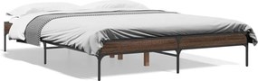 vidaXL Cadru de pat, stejar maro, 160x200 cm, lemn prelucrat și metal