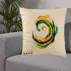 Perna Decorativa Vortex Abstract Colorat, 40x40 cm, Bej, Husa Detasabila, Perna Inclusa, BEKZ®