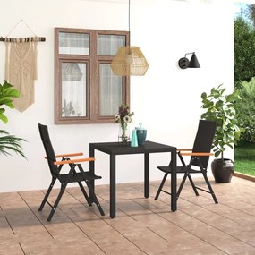 3060082 vidaXL Set mobilier de grădină, 3 piese, negru și maro