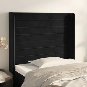 3119752 vidaXL Tăblie de pat cu aripioare, negru, 83x16x118/128 cm, catifea