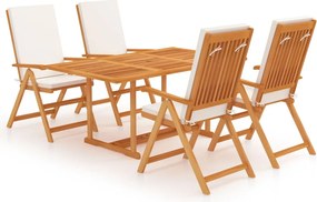 vidaXL Set mobilier de grădină cu perne, 5 piese, lemn masiv de tec