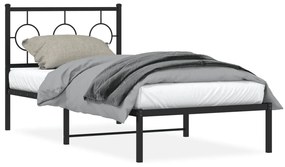376219 vidaXL Cadru pat metalic cu tăblie, negru, 90x200 cm