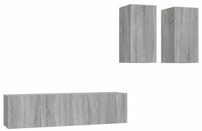 3120270 vidaXL Set dulapuri TV, 4 piese, gri sonoma, lemn prelucrat