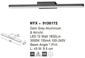 Aplica LED pentru baie cu protectie IP44 NYX gri