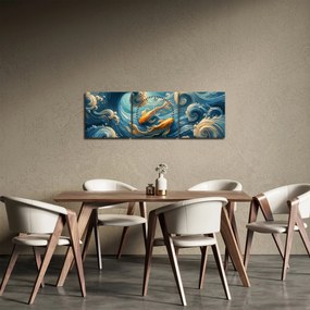 Tablou - Pești aurii (cu ceas) (90x30 cm)