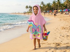 Poncho pentru copii BUTTERFLY roz