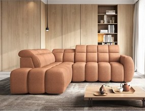 Colțar somon extensibil/cu spațiu de depozitare cu tapițerie din țesătură bouclé (cu colț pe partea stângă/în formă de ”L”) Falconn – ELTAP