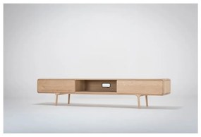 Comodă TV din lemn masiv de stejar cu 2 sertare Gazzda Fawn