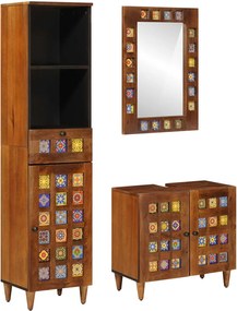 vidaXL Set de mobilier pentru baie 3 pcs castan Lemn de mango solid