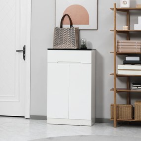 HOMCOM Dulap pentru Pantofi pentru 12 Perechi pentru Hol cu 3 Rafturi Reglabile și Sertar, Design Anti-Răsturnare, 60x32x100 cm, Alb | Aosom Romania