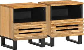 vidaXL Noptiere, 2 buc., 40x34x46 cm, lemn masiv de mango brut
