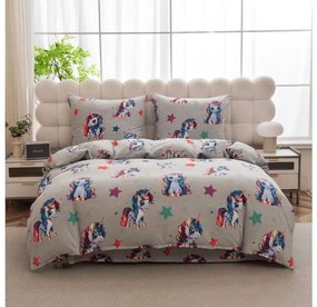 Lenjerie cocolino CUTE UNICORN gri Dimensiune lenjerie de pat: 70 x 80 cm | 140 x 200 cm