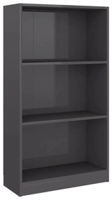 800872 vidaXL Bibliotecă 3 rafturi gri extralucios 60x24x109 cm lemn compozit