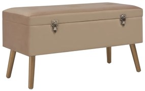 329933 vidaXL Bancă cu un compartiment de depozitare, bej, 80 cm, catifea