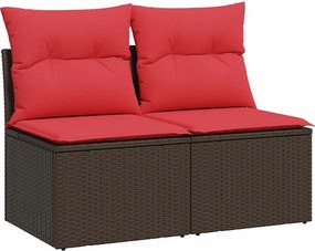vidaXL Set canapele de grădină, 2 piese, cu perne, maro poliratan maro
