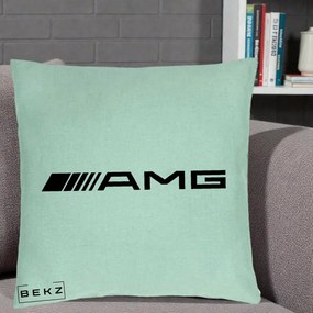 Perna Personalizata cu emblema Mercedes-AMG, 40x40 cm, Verde Menta, Husa Detasabila, Perna Inclusa, BEKZ®