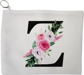 Portfard Cosmetice tip Plic, Cu litera Z si Trandafiri, 23x18 cm, Alb, BEKZ®