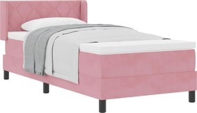 vidaXL Pat cu arcuri cu saltea cu headboard Roz 200 x 100 cm Catifea