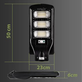 Lampă LED stradală cu senzor LED/180W/6V 6500K IP65 + telecomandă
